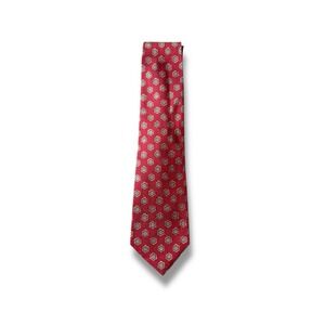 Christian Dior Monsieur Tie Men's Red Silk Geometric Floral Vintage Designer Tie